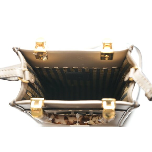 Fendi Sunshine Shopper small Leather 2 Way Handbag Brown 8BS051 - Picture 6 of 12